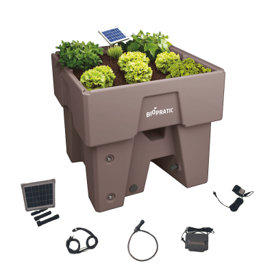 Biopratic - Jardinière Autonome & Kit solaire d'arrosage - Couleur Taupe