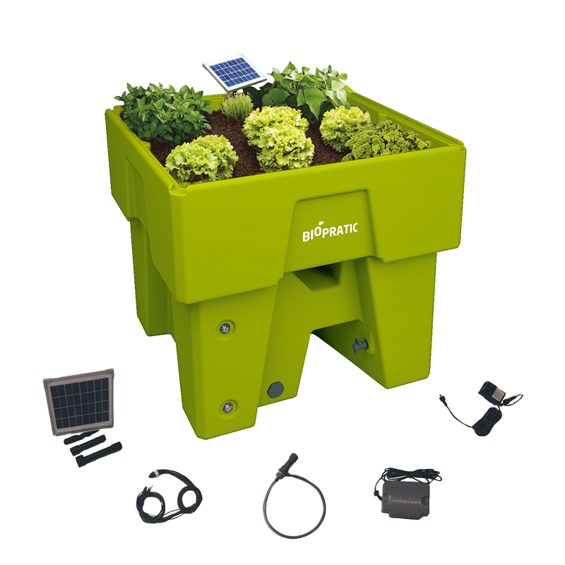 Biopratic - Jardinière Autonome & Kit solaire d'arrosage - Couleur Vert Anis