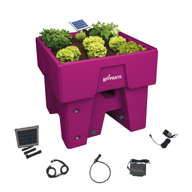 Biopratic - Jardinière Autonome & Kit solaire d'arrosage - Couleur Lilas