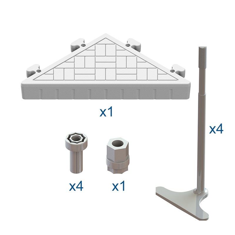 Kit embase triangulaire avec système de fixation